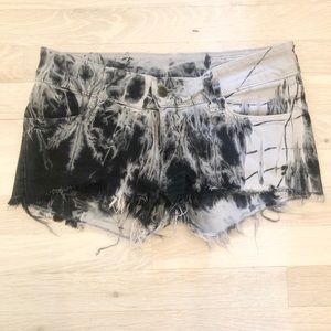 Siwy Black/White Tie Die Jean Shorts